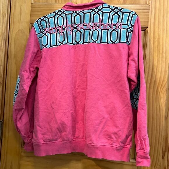 Simply Southern size M pink and aqua half zip sweatshirt - Picture 5 of 7